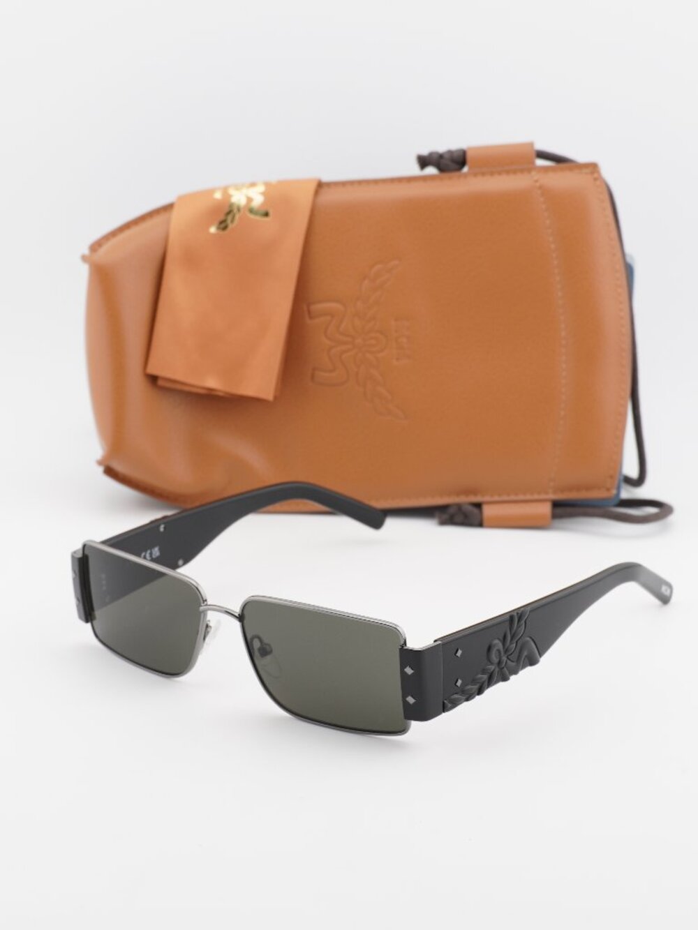 MCM MW0012 12A Rectangle Sunglasses – Dark Ruthenium / Dark Grey